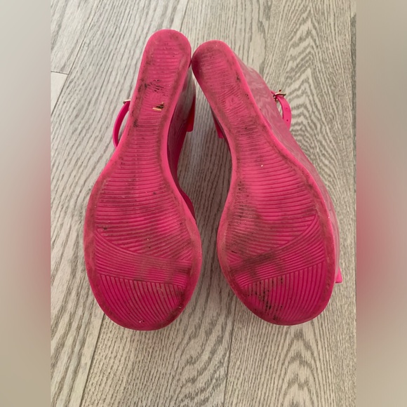 Call It Spring Pink Jelly Water Rubber Bow Wedge Size 37 - Picture 9 of 12
